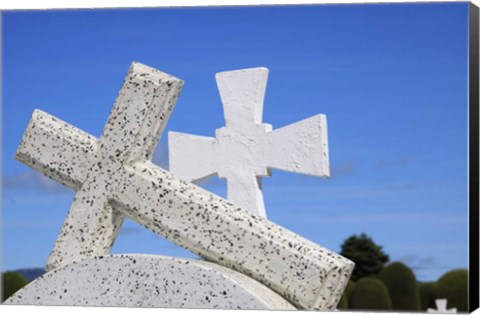 Framed Crosses By The Sea Print