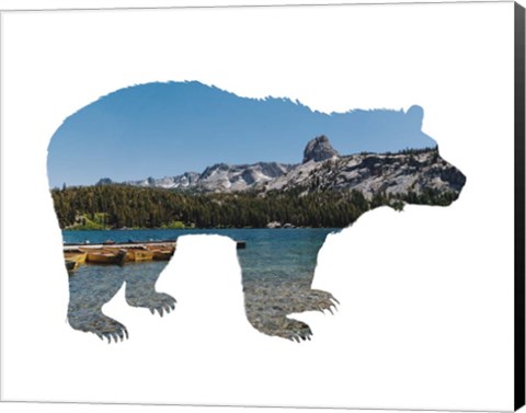 Framed Lake Scenery Bear Print