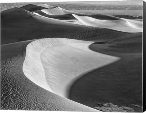 Framed Californian Valley Dunes (BW) Print