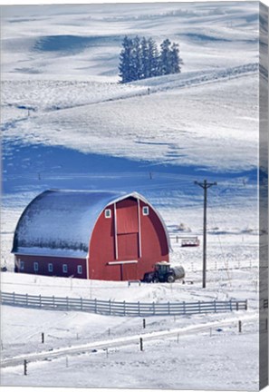 Framed Snow-Covered Barn, Idaho Print