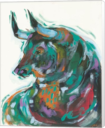 Framed Bull at Blossom Barn Print