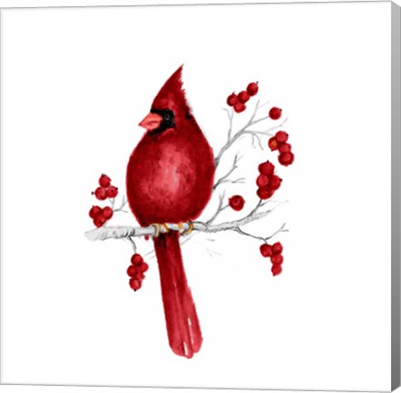 Framed Winter Cardinal in Red II Print