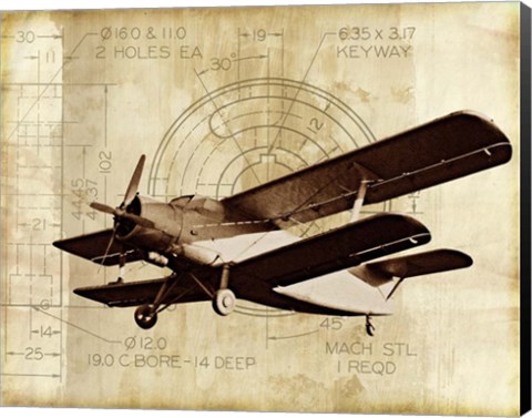 Framed Flight Plans II Print