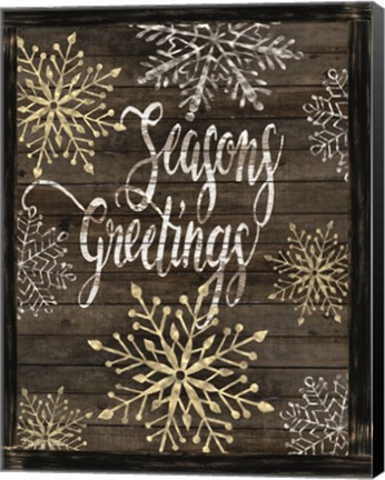 Framed Snowflake Seasons Greetings Print