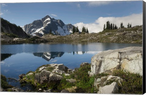 Framed Whatcom Peak Reflected In Tapto Lake, North Cascades National Park Print