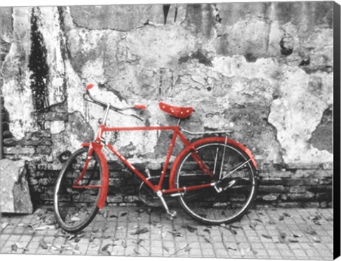 Framed Bike Against Wall, Beijing, China Print