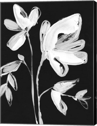 Framed White Whimsical Flowers II Print