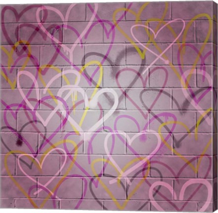Framed Graffiti Hearts I Print