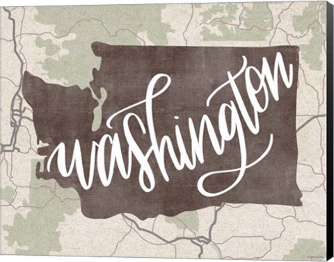 Framed Washington Map Print