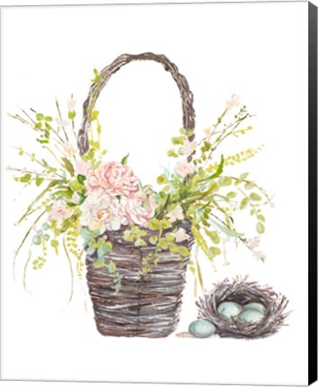 Framed Spring Flower Basket Print