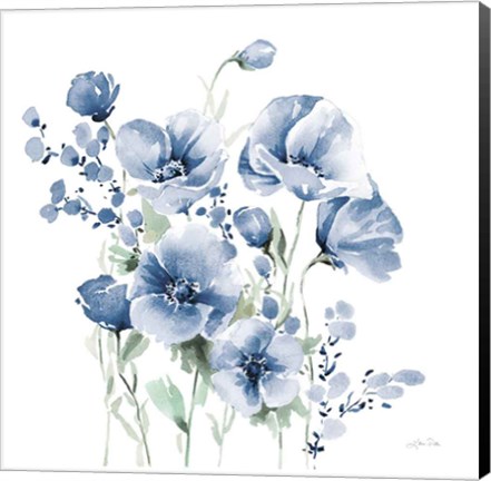 Framed Secret Garden Bouquet II Blue Print