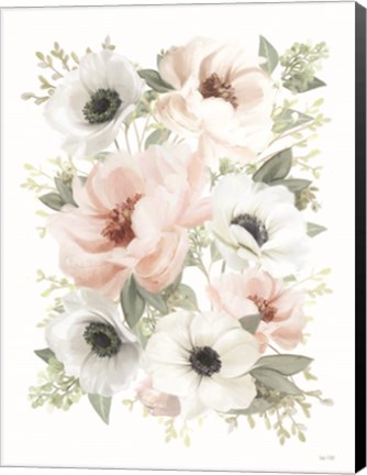 Framed Peony Floral Block Print