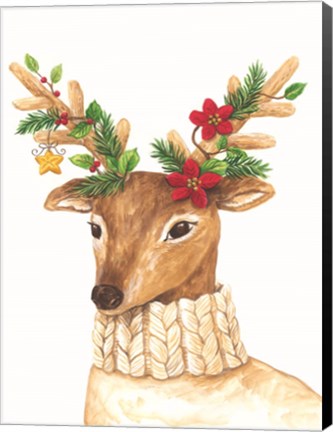 Framed Christmas Deer Print