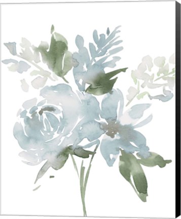 Framed Restful Blue Floral II Print