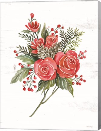 Framed Rose Christmas Botanical Print