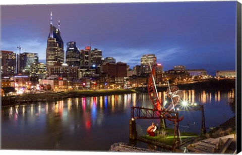 Framed Nashville at Night Print