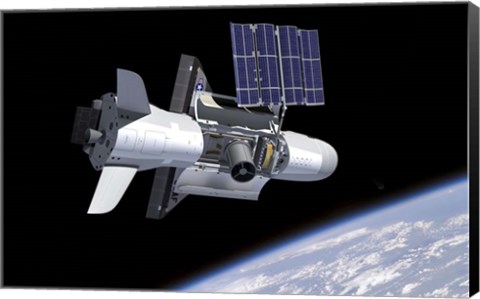 Framed Artist's Concept of the NASA X-37B Spacecraft in Orbit Print