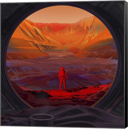 Framed Artist's Concept of An Astronaut On Mars, As Viewed Through the Window of a Spacecraft Print