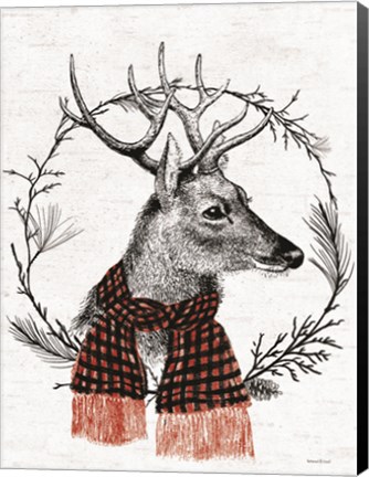Framed Reindeer Wreath Print
