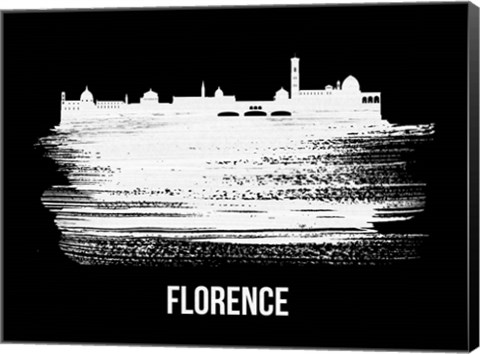 Framed Florence Skyline Brush Stroke White Print