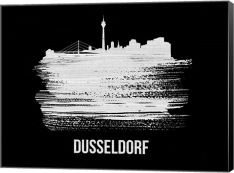 Framed Dusseldorf Skyline Brush Stroke White Print