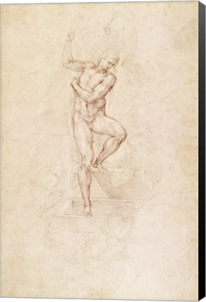 Framed W.53r The Risen Christ, study for the fresco of The Last Judgement in the Sistine Chapel, Vatican Print