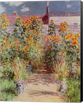 Framed Garden at Vetheuil, 1881 Print