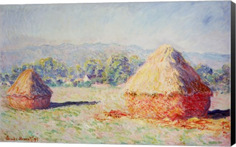 Framed Haystacks in the Sun, Morning Effect, 1891 Print