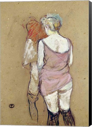 Framed Two Semi-Nude Women at the Maison de la Rue des Moulins, 1894 Print