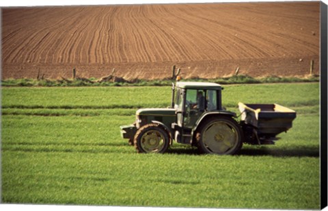 Framed Tractor in a field, Newcastle, Ireland Print