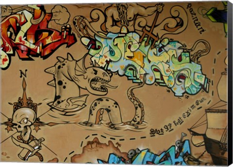 Framed Graffiti Skulls Print