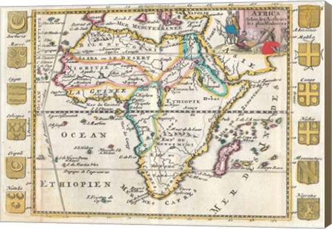 Framed 1710 De La Feuille Map of Africa Print