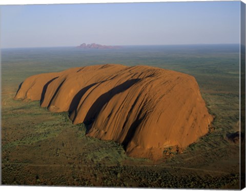 Framed Aerial view of a rock formation. Ayers Rock, Uluru-Kata Tjuta National Park, Australia Print