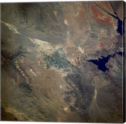 Framed Las Vegas viewed from space Print