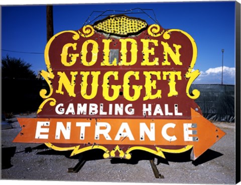 Framed Golden Nugget historic casino sign in the Neon Boneyard, Las Vegas Print