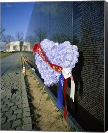 Framed Close-up of a memorial, Vietnam Veterans Memorial Wall, Vietnam Veterans Memorial, Washington DC, USA Print