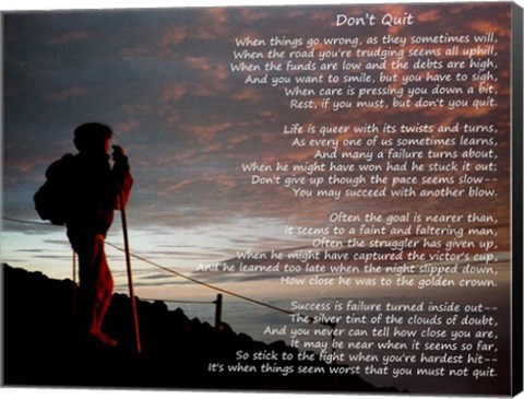 Framed Don't Quit - hiker Print