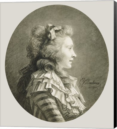 Framed Portrait of a Young Lady in Profile Print