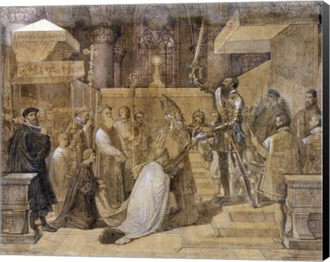 Framed Duke of Alba Receiving the Pope's Blessing in the Cathedral of St.Gudule Print