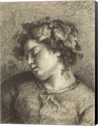 Framed Head of a Sleeping Bacchante Print