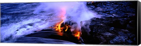 Framed Lava flowing from a volcano, Kilauea, Hawaii Volcanoes National Park, Big Island, Hawaii, USA Print
