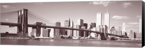 Framed Brooklyn Bridge, Hudson River, NYC, New York City, New York State, USA Print