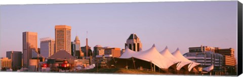Framed Morning skyline &amp; Pier 6 concert pavilion Baltimore MD USA Print