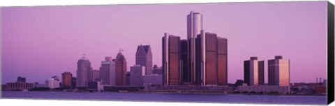 Framed Detriot, Michigan with Purple Sky Print