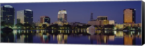 Framed Reflection of buildings in water, Orlando, Florida Print