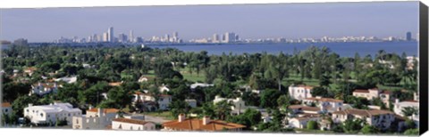 Framed High Angle View Of The City, Miami, Florida, USA Print