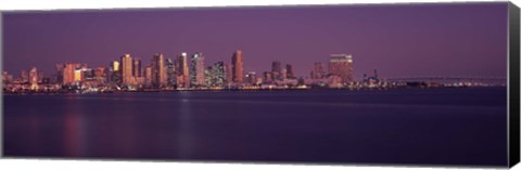Framed San Diego with Purple Sky as Seen from the Water Print