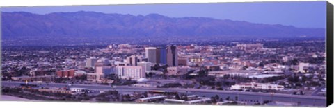 Framed Tucson, Arizona with Purple Sky 2010 Print