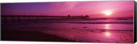 Framed San Diego Pier at dusk, San Diego, California Print