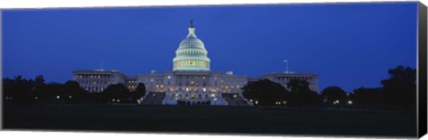 Framed Government building lit up at dusk, Capitol Building, Washington DC, USA Print